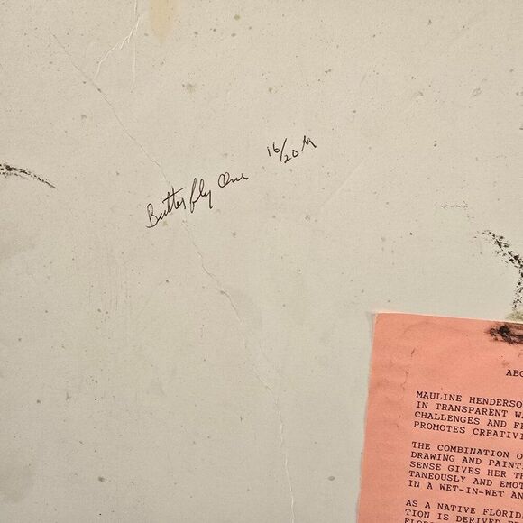 Mauline Henderson Butterfly Watercolor Signed Print Rag Paper Impressionist Art - Picture 7 of 8